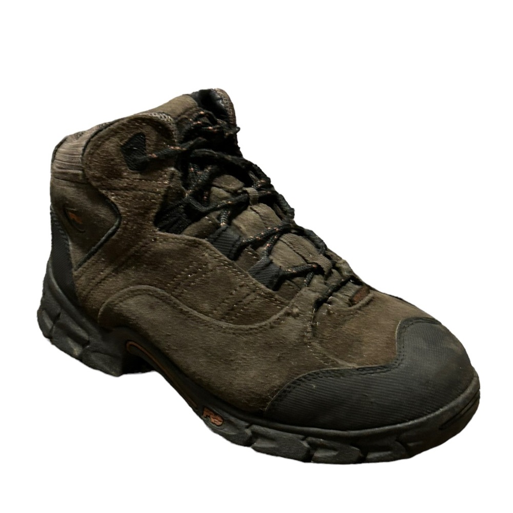 TIMBERLAND PRO Men's Brown & Black Leather Lace Up Steel Toe Work Boots-Size 10